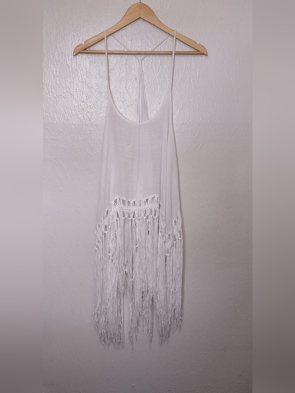 Cupshe White Fringed Semi Sheer Top/Coverup